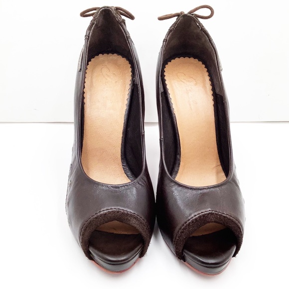 {Diesel}Leather Peep Toe Platform Heels - Picture 3 of 12